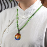 Crystal Water Drop Pendant Sweater Chain Necklace for Women Men