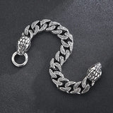 Cuban Chain Bracelet Titanium Steel Double Snake Head Punk Casting