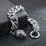Cuban Chain Bracelet Titanium Steel Double Snake Head Punk Casting
