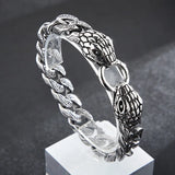 Cuban Chain Bracelet Titanium Steel Double Snake Head Punk Casting