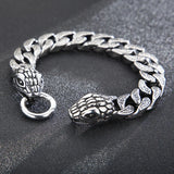 Cuban Chain Bracelet Titanium Steel Double Snake Head Punk Casting