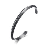 Men's Retro Cuff Bracelet Gray Stainless Steel Bangle