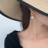 14K Baroque Pearl Drop Earrings Natural Freshwater 10-12mm EH