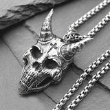 Domineering Demon Satan Skull Pendant Necklace Hipster Punk Sweater Chain
