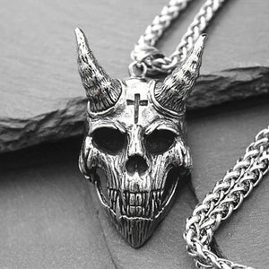 Domineering Demon Satan Skull Pendant Necklace Hipster Punk Sweater Chain