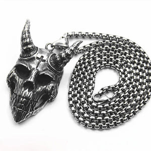 Domineering Demon Satan Skull Pendant Necklace Hipster Punk Sweater Chain