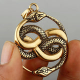 Double Snake Pendant Stainless Steel Necklace Jewelry Gift