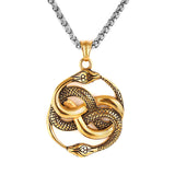 Double Snake Pendant Stainless Steel Necklace Jewelry Gift