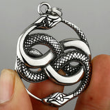 Double Snake Pendant Stainless Steel Necklace Jewelry Gift