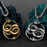 Double Snake Pendant Stainless Steel Necklace Jewelry Gift