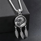Retro Eagle Feather Pendant Stainless Steel Necklaces For Men Female Gift