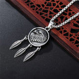 Retro Eagle Feather Pendant Stainless Steel Necklaces For Men Female Gift