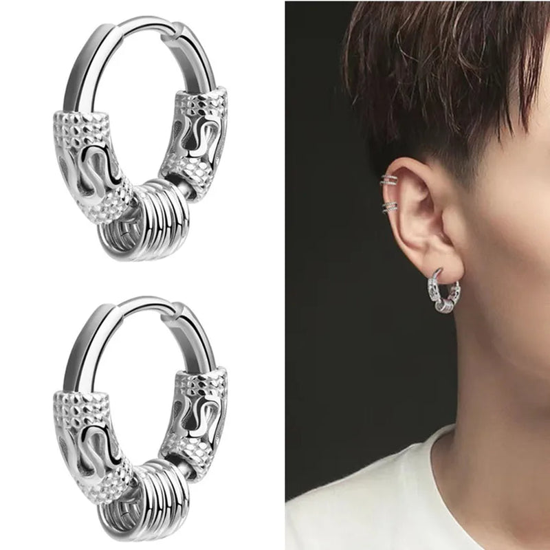 Geometric Hoops Silver Plated Earrings for Men