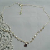 Natural Pearls Red Garnet Pendant Necklace For Women Choker 925 Silver Chain