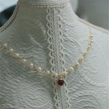 Natural Pearls Red Garnet Pendant Necklace For Women Choker 925 Silver Chain