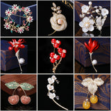 Retro Women Brooches Flower Cherry Christmas Tree Wreath Brooch Pin Scarf Buckle