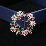Retro Women Brooches Flower Cherry Christmas Tree Wreath Brooch Pin Scarf Buckle