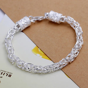 Retro 925 Sterling Silver Bracelet Chain Jewelry for Women Men