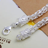 Retro 925 Sterling Silver Bracelet Chain Jewelry for Women Men