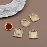 Embossed Baroque Mini Photo Frame Pendant Jewelry Earrings Material