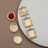 Embossed Baroque Mini Photo Frame Pendant Jewelry Earrings Material