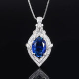 Emerald Diamond Water Droplet Angel Eye Pendant Necklace