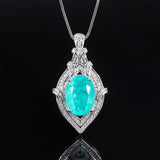 Emerald Diamond Water Droplet Angel Eye Pendant Necklace