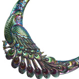 Ethnic Purple Green Peacock Necklace Indian Maxi Jewelry Women