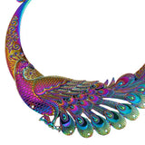 Ethnic Carved Peacock Necklace Indian Maxi Jewelry Exaggerated
