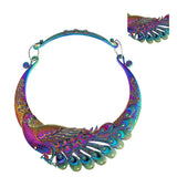 Ethnic Carved Peacock Necklace Indian Maxi Jewelry Exaggerated