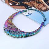 Ethnic Carved Peacock Necklace Indian Maxi Jewelry Exaggerated