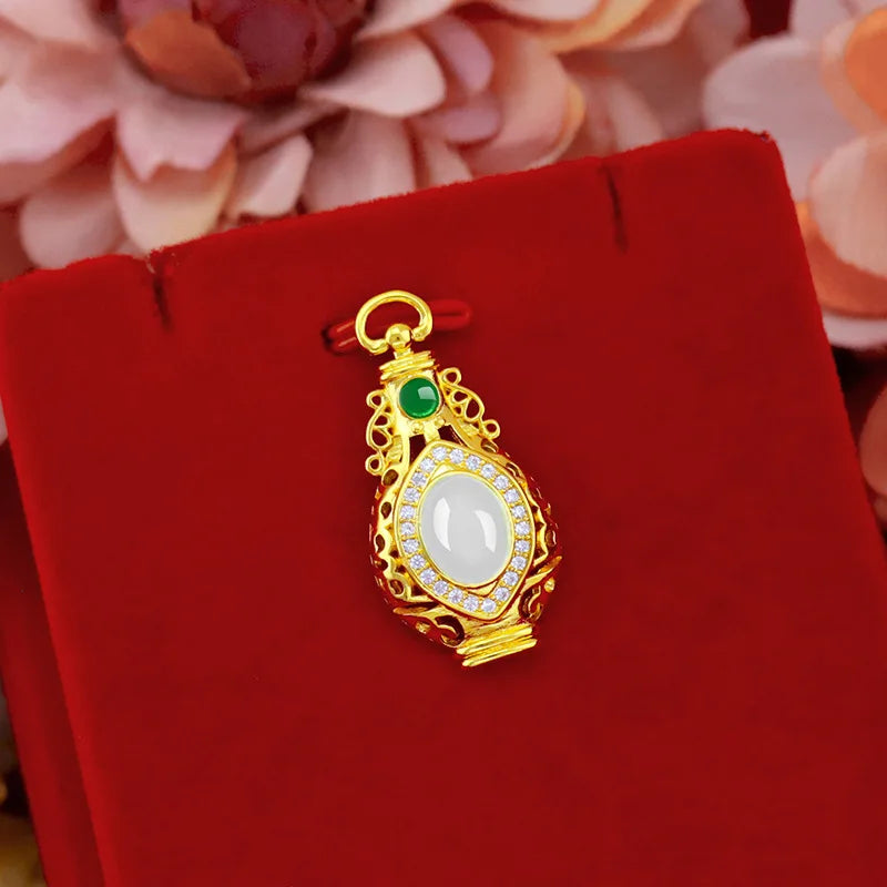 Ethnic Pot Pendant Turquoise Jade Fine Jewelry