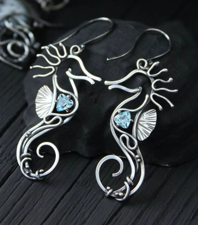 Vintage Ethnic Silver Spiral Half Circle Heart Earring