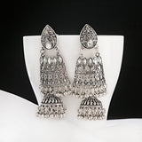 Ethnic Silver Jhumka Earrings For Women Pendientes Pearl Tassel
