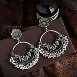 Ethnic Silver Jhumka Earrings For Women Pendientes Pearl Tassel