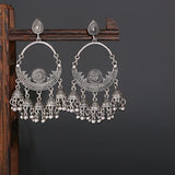 Ethnic Silver Jhumka Earrings For Women Pendientes Pearl Tassel