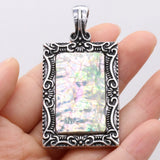 Shell Rectangular Alloy Pendant Charms for Jewelry Making DIY Necklace 30x60mm