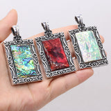 Shell Rectangular Alloy Pendant Charms for Jewelry Making DIY Necklace 30x60mm