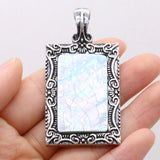 Shell Rectangular Alloy Pendant Charms for Jewelry Making DIY Necklace 30x60mm