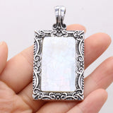 Shell Rectangular Alloy Pendant Charms for Jewelry Making DIY Necklace 30x60mm