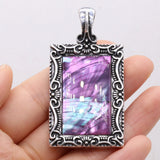 Shell Rectangular Alloy Pendant Charms for Jewelry Making DIY Necklace 30x60mm
