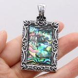 Shell Rectangular Alloy Pendant Charms for Jewelry Making DIY Necklace 30x60mm