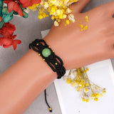 Ethnic Wax Rope Macrame Natural Stone Bracelet