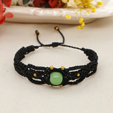 Ethnic Wax Rope Macrame Natural Stone Bracelet