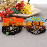 Ethnic Wax Rope Macrame Natural Stone Bracelet