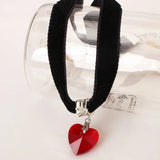 Crystal Heart Pendant Peach Necklace Jewelry