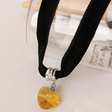 Crystal Heart Pendant Peach Necklace Jewelry