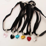 Crystal Heart Pendant Peach Necklace Jewelry