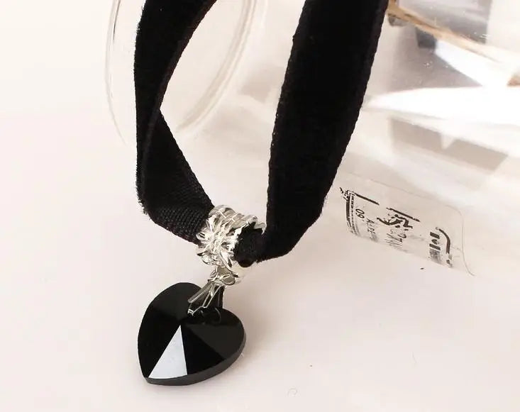 Crystal Heart Pendant Peach Necklace Jewelry