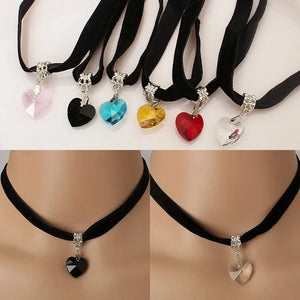Crystal Heart Pendant Peach Necklace Jewelry